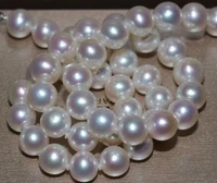 good shipping noble jewelry 10-11 mm natural south sea white pearl necklace 14 K gold
