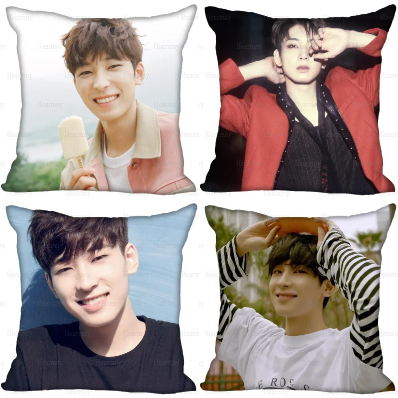 Чехол для подушки KPOP Seventeen WONWOO декоративный Шелковый чехол невидимый на молнии