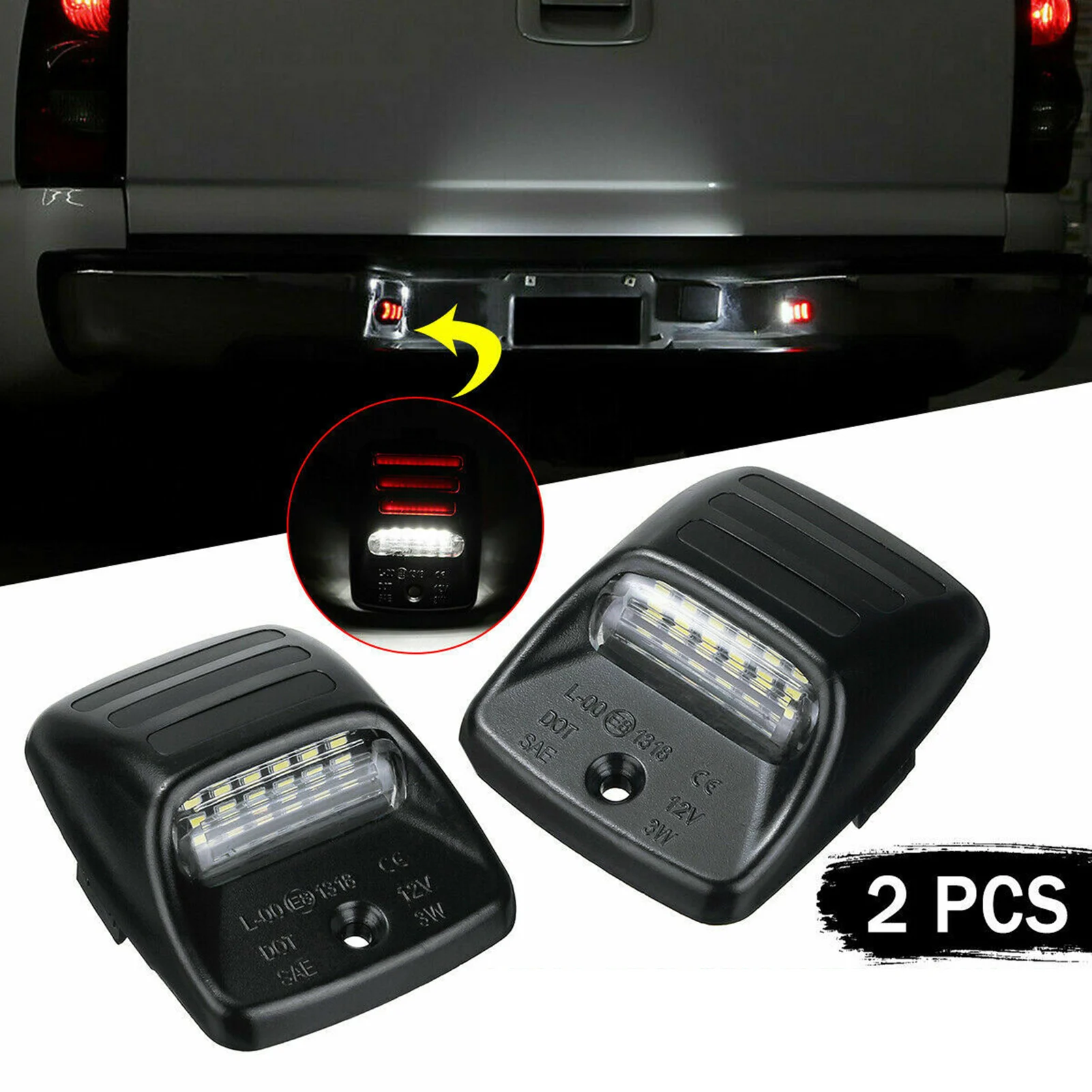 

For Chevy Silverado GMC Sierra 1500 2500 2Pcs License Plate Lights Red Tube White Light Replacement Lights