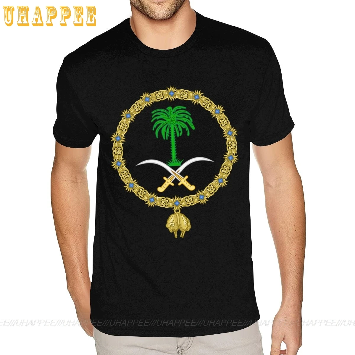 Мужская хлопковая футболка с коротким рукавом и эмблемой Саудовской