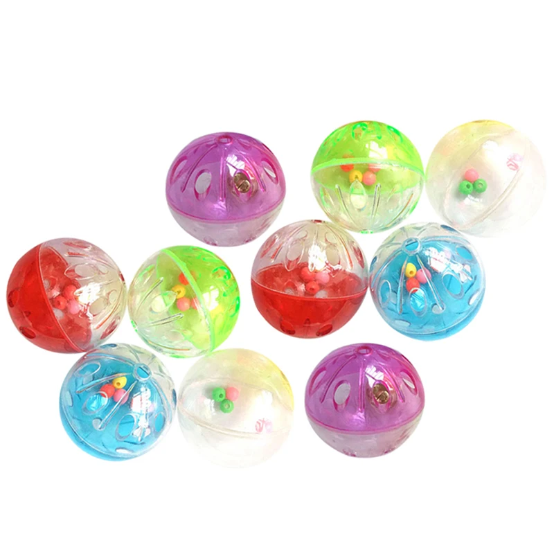 

10PC Cat Ball Toys Plastic Lightweight Colorful Kitten Bell Toy Kitten Chew Toys Chase Ball for Interactive Kitten Exercise Toy