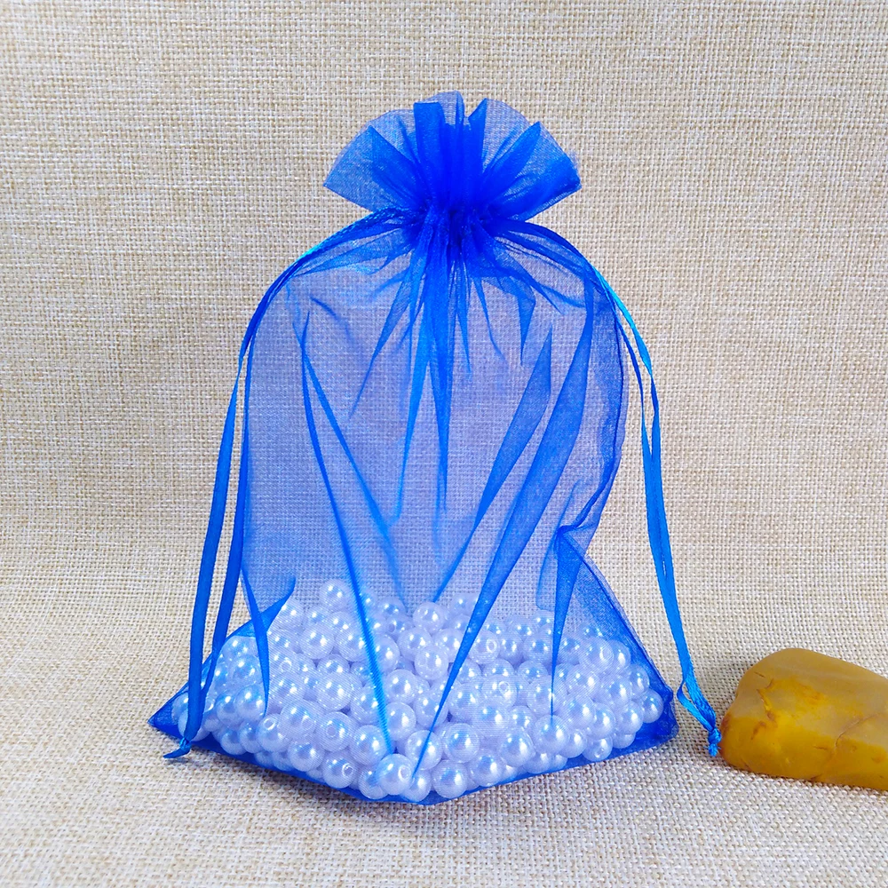 Royal blue 25 шт. 17x23 20x30 25x35 30x40 см Упаковка для ювелирных изделий растягивающиеся сумки из органзы, подарочные сумки и сумки для свадебной вечеринки, упаковка для ювелирных изделий - Цвет: Royal blue