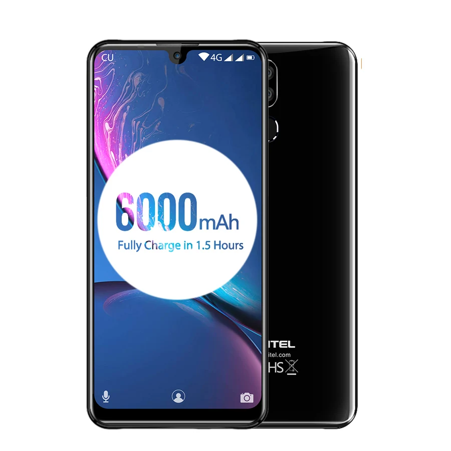 Black OUKITEL K9 водослива 7,1" FHD+ 1080*2244 16MP+ 2MP/8MP мобильный телефон 4GB 64GB Face ID смартфон 6000mAh 5 V/6A Быстрая зарядка OTG - Цвет: Black