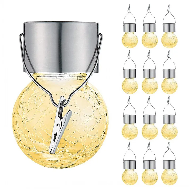 

Hanging Solar Lights Waterproof LED Ball Lights Solar Powered Globe Lights With Clip Christmas Garden Yard Patio Tree Decoration
