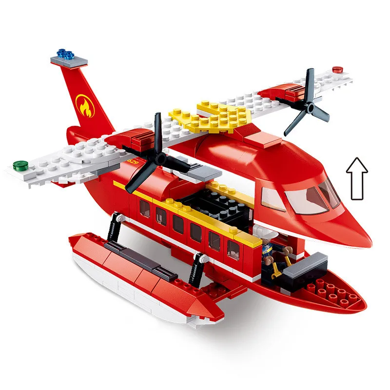 

348Pcs City Fire Spray Water Fire Fighting Aircraft Plane Model Bricks Police Building Blocks Sets Educational Toys for Children
