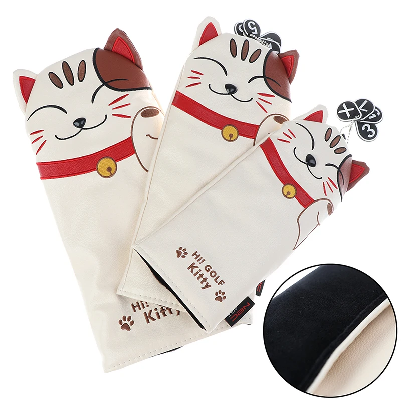 

1/3pcs Cartoon Animal Cat Golf Club Head Covers Headcover Driver Fairway Wood Hybrid Covers Set