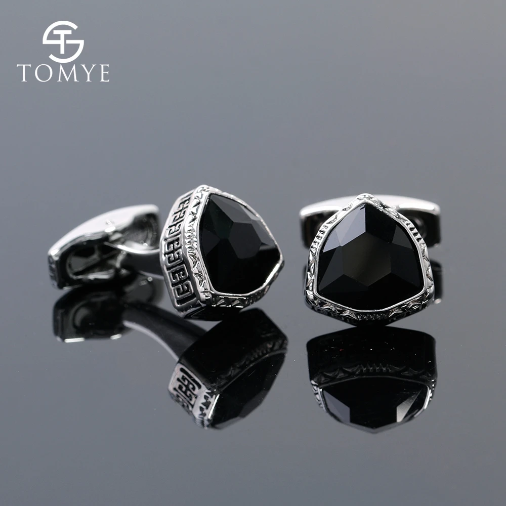 Мужской треугольник TOMYE с голубыми кристаллами Серебряный подарок XK19S142|Зажимы