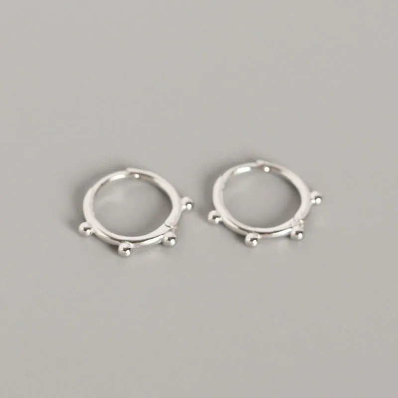 DAIWUJAN 925 Sterling Silver Minimalist INS Style Small Round Beads Stud Earrings for Women Girls Geometric Ear Clip Jewelry | Украшения и