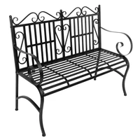 US 2-Seater Foldable Outdoor Patio Garden Bench Porch Chair Seat with Steel Frame Solid  Outdoor Furniture Garden Chair