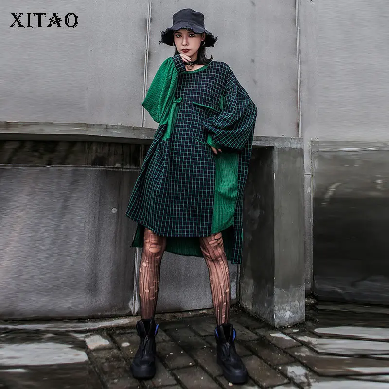 XITAO полосатый нерегулярный свитер женская одежда 2019 клетчатый карман длинный