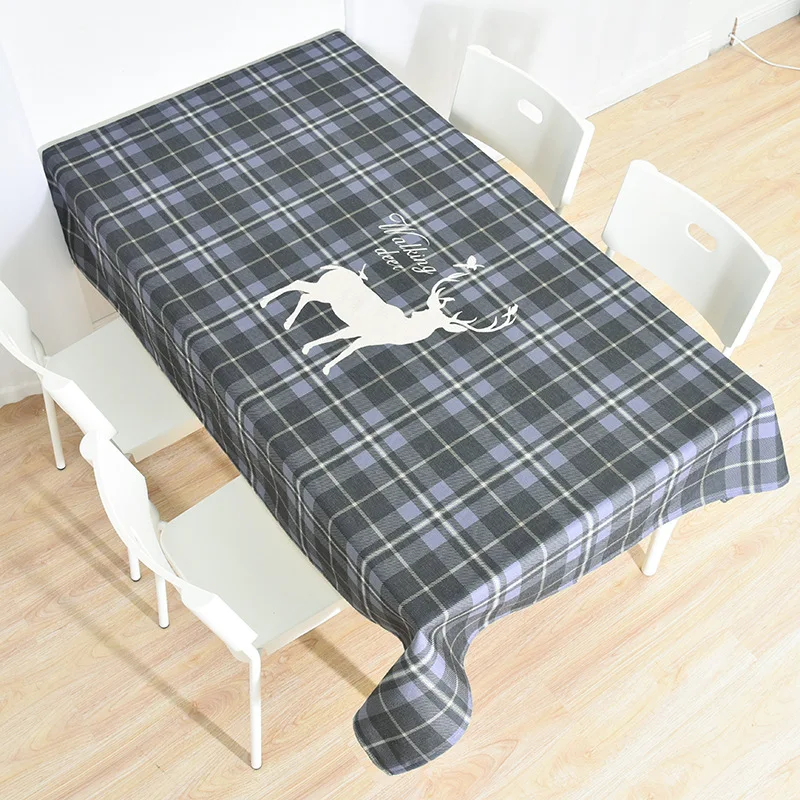 

Elk Printed Table Cover Pink Cotton and Linen Waterproof Tablecloth Plaid Home Decoration Thick Picnic Mat toalha de mesa T429