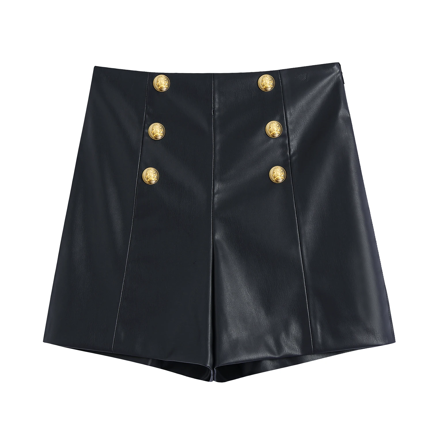 

JC·KILIG 2021 New Button Faux Leather Casual Shorts B4095