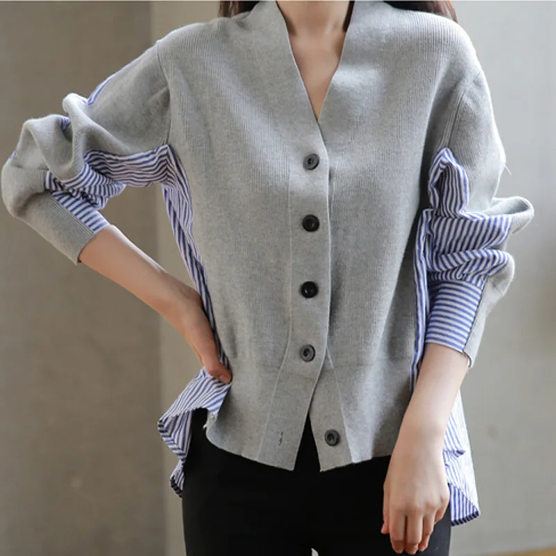 Женский однобортный Кардиган BGTEEVER вязаный кардиган с v-образным вырезом и