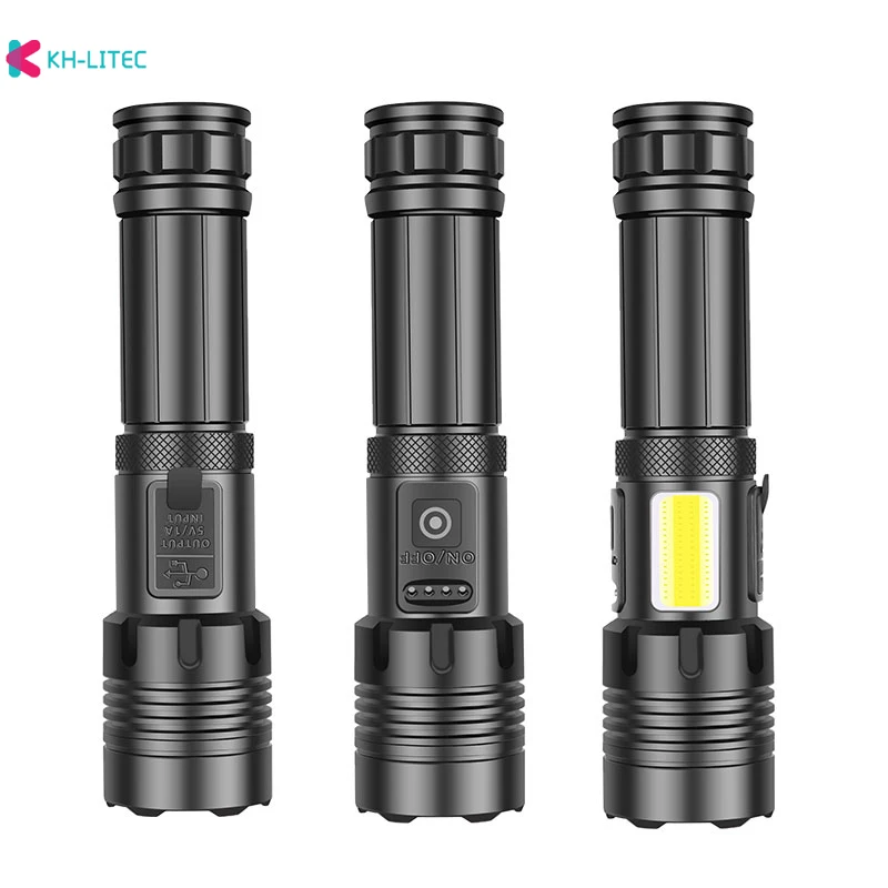 Яркий светодиодный фонарик XHP70 + COB USB Перезаряжаемый водонепроницаемый
