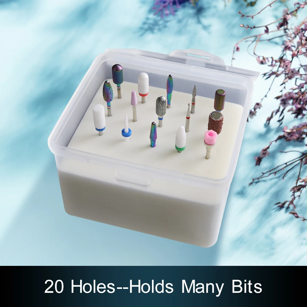 20/30 отверстий держатель для сверл ногтей пластиковый контейнер хранения