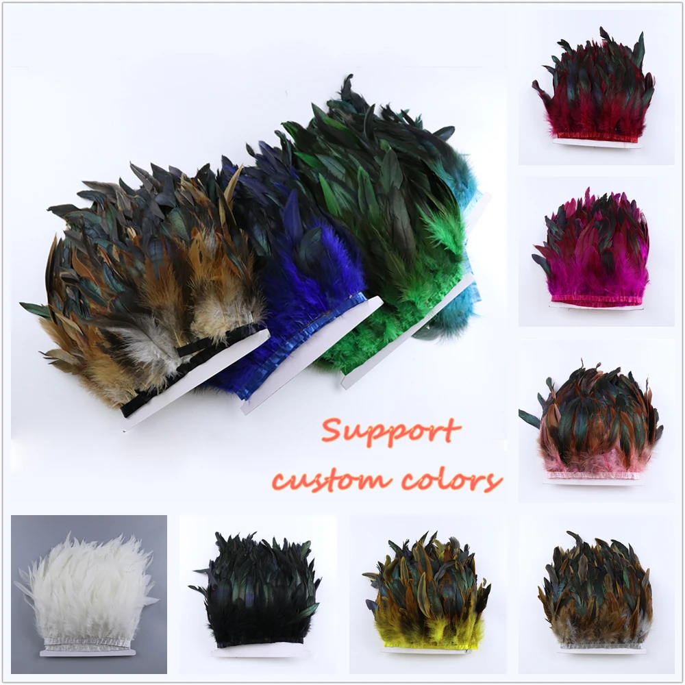 2 ярда настоящие петушиные перья отделка бахрома 10 15 см Высококачественная лента