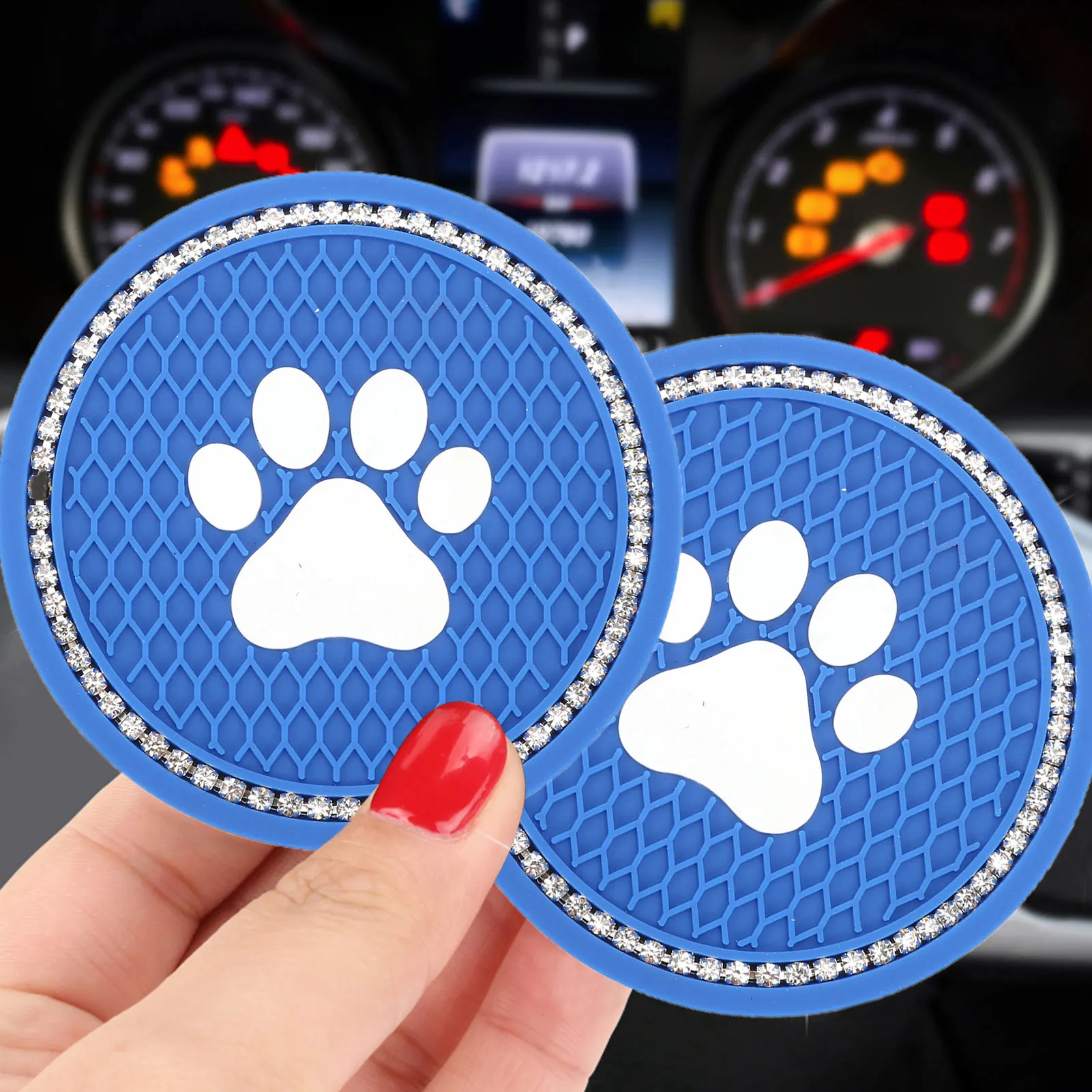 

2PCS Car Coaster With Cat's Paw Pattern Non Slip Detachable Vehicle Cup Pad Car Interior Decoration Automobile Car Accessories