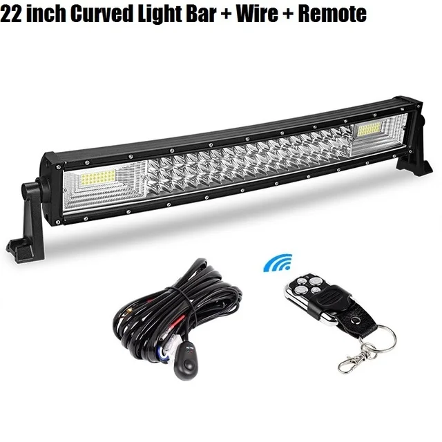 22inch Bar Remote DERI трехрядный изогнутый СВЕТОДИОДНЫЙ светильник для внедорожника Светодиодный точечный прожектор комбинированный луч светодиодный рабочий светильник 12 в 24 в автомобильный модифицированный Стайлинг - Цвет: 22inch Bar Remote