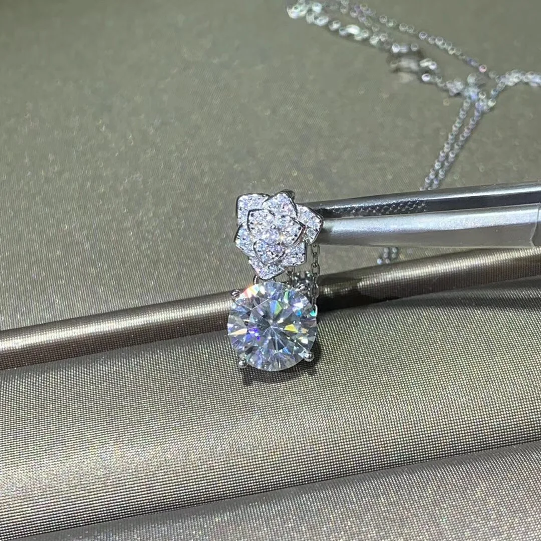 Kkmall магазин круглые серебряные Moissanite Подвески 3.00ct D VVS Роскошные Moissanite Weding подвески для женщин