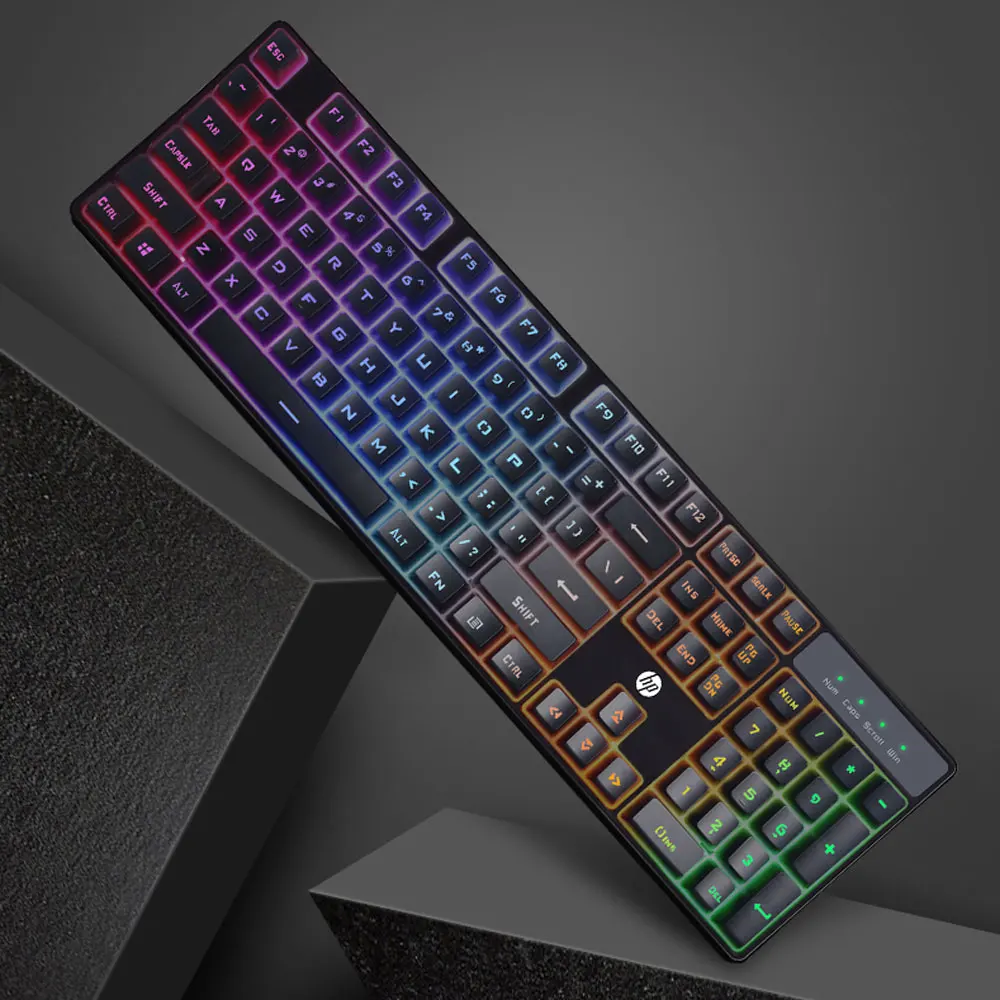 Hp K300 Проводная Водонепроницаемая игровая клавиатура механический эргономичный дизайн светодиодный с подсветкой 104 клавиш компьютерная геймерская клавиатура