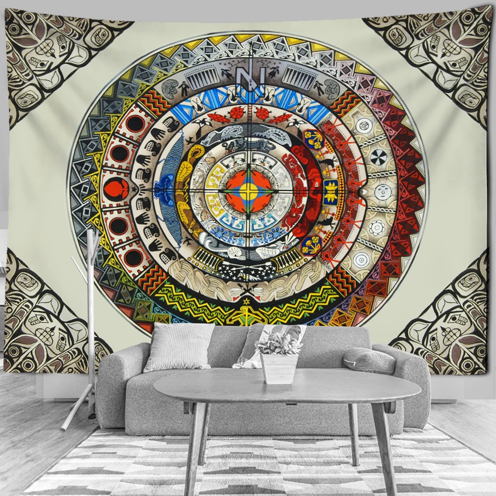 Гобелен Мандала Таро настенный Зодиак астролябический солнце и луна Фон Ткань