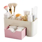 Компактный настольный пластиковый ящик для хранения косметики, ящик для хранения косметики, органайзер для макияжа, розовый