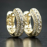 huitan classic hoop earrings for women inlaid round zirconia crystal elegant female accessories timeless styling earring jewelry
