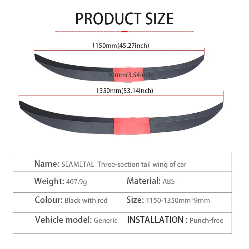 Автомобильный спойлер Универсальный задний из АБС-пластика для заднего крыла