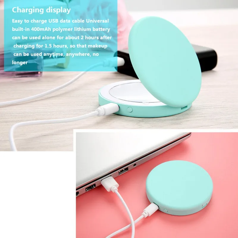 Светодиодный зеркало для макияжа с 10 лампами Увеличьте ручную складку небольшой