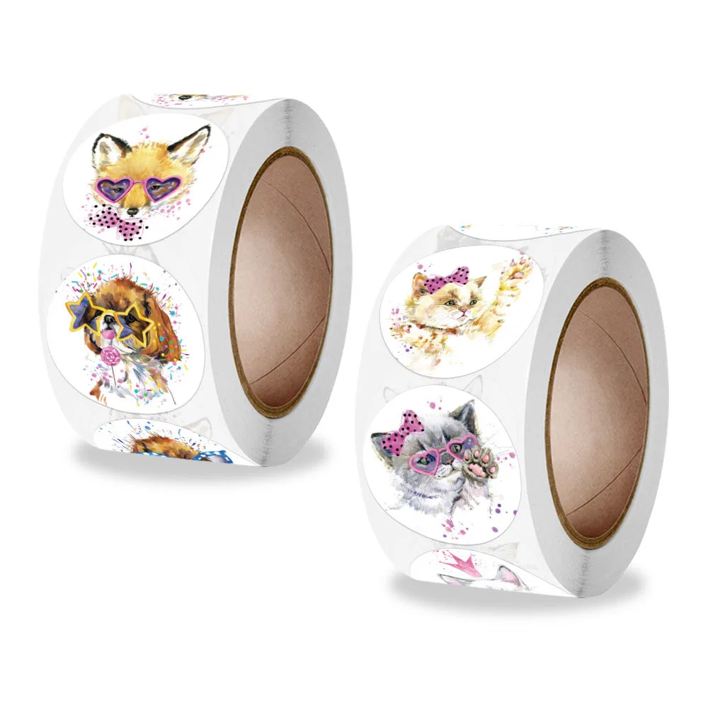 

500 pcs/roll Stickers Teacher Reward Sticker Fun Motivation Fox Dog Stickerfor School Teacher Student Stationery Stickers Kids