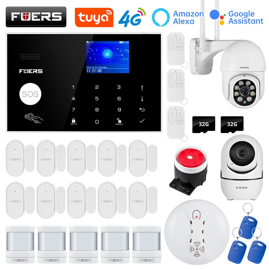 Смарт-Камера FUERS WIFI 4G GMS Tuya умная фотовспышка 3MP IP-камера управление сиреной