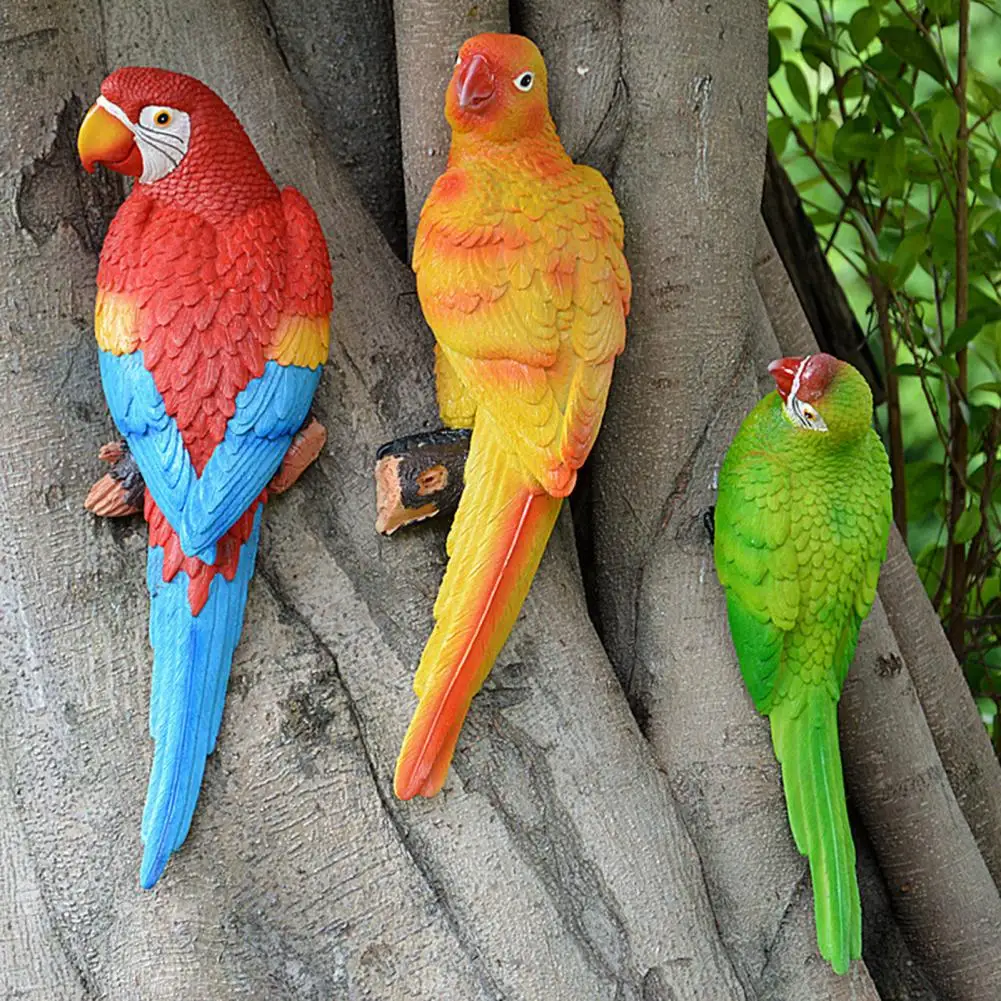 

Figurine Parrot Shape Table Top Ornaments Resin Tree Hanging Animal Sculpture for Patio garden decoration outdoor