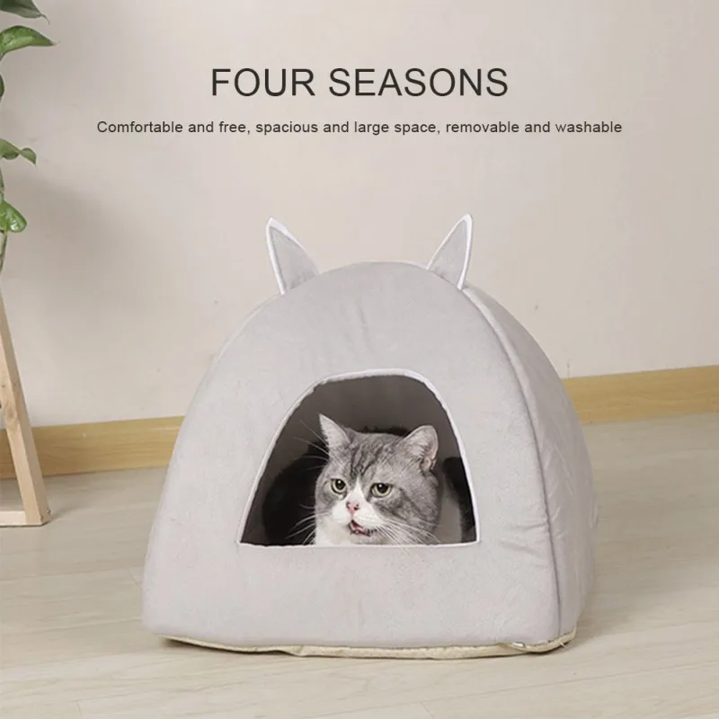 

Warm Pet Cat House Bed Collapsible Cat Cave Nest Sleeping Mats Four Seasons Universal Cat Litter Basket Kennel Floor Cushion