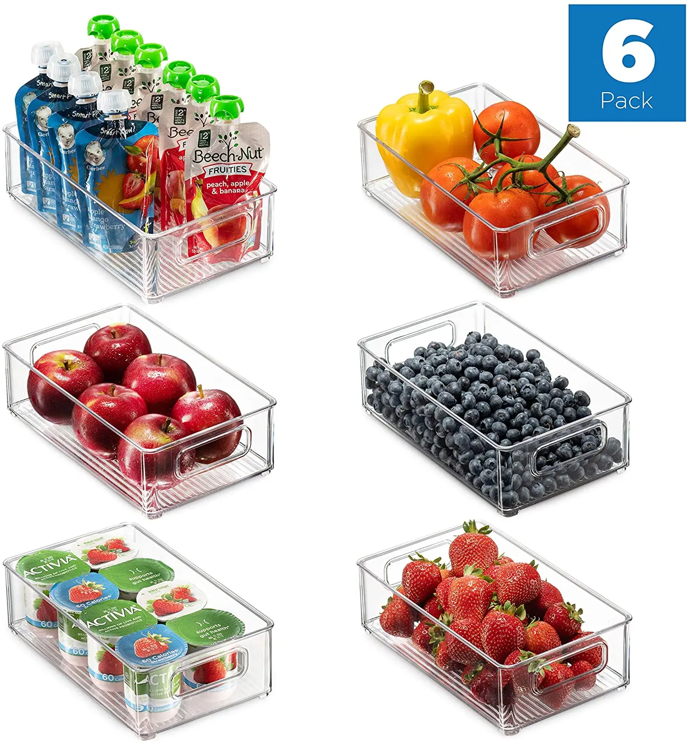 

6pcs stackable refrigerator storage box transparent plastic storage box refrigerator storage room kitchen food storage container