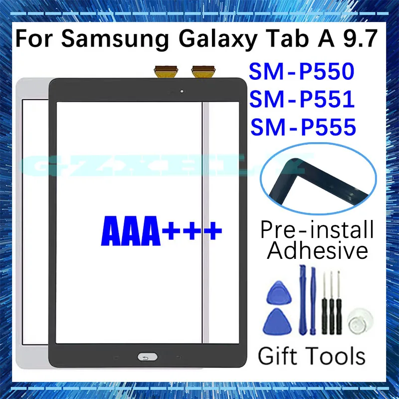 

AAA + Новый сенсорный экран для Samsung Galaxy Tab A SM-P550 P550 P551 P555 9,7 "сенсорная панель дигитайзер Датчик ЖК Переднее стекло