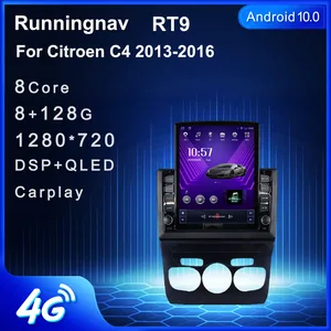 Автомобильное радио, мультимедийный видеоплеер, GPS-навигатор, 9,7 дюйма, Android 10,1 для Citroen C4 2013-2016, тип Tesla, без DVD