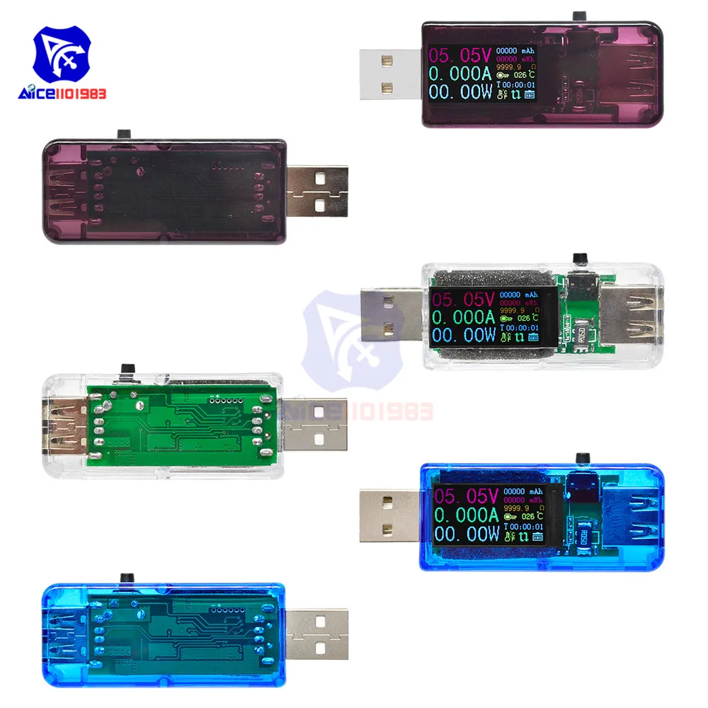 Diymore QC3.0 0,9" ips HD USB тестер напряжение тока Емкость энергии эквивалентное сопротивление тестер температуры монитор