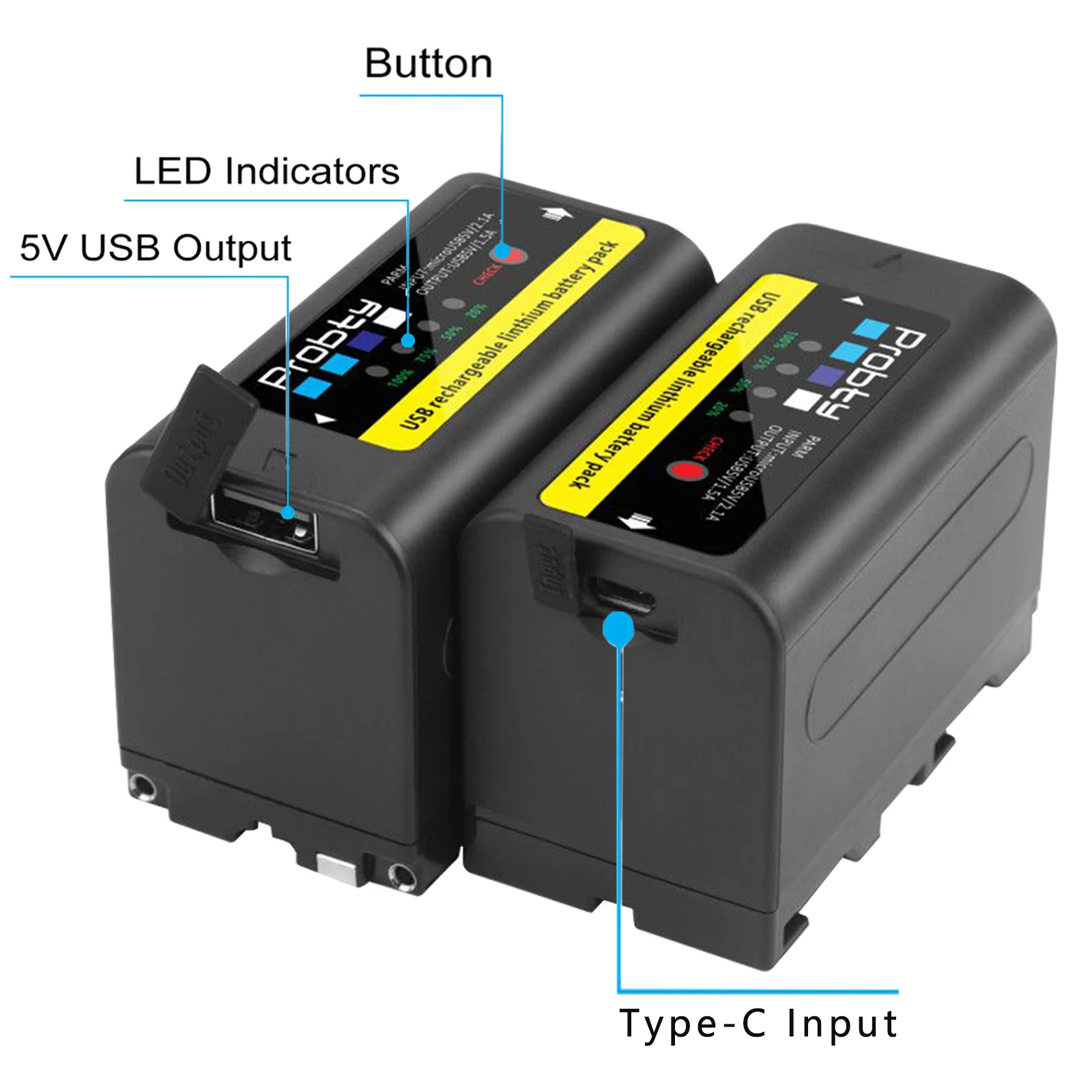 Probty 6800mAh/8800mAh NP-F980 NPF960 NPF970 аккумулятор с USB-выходом зарядки для Sony NP-F970 MC1500C - купить
