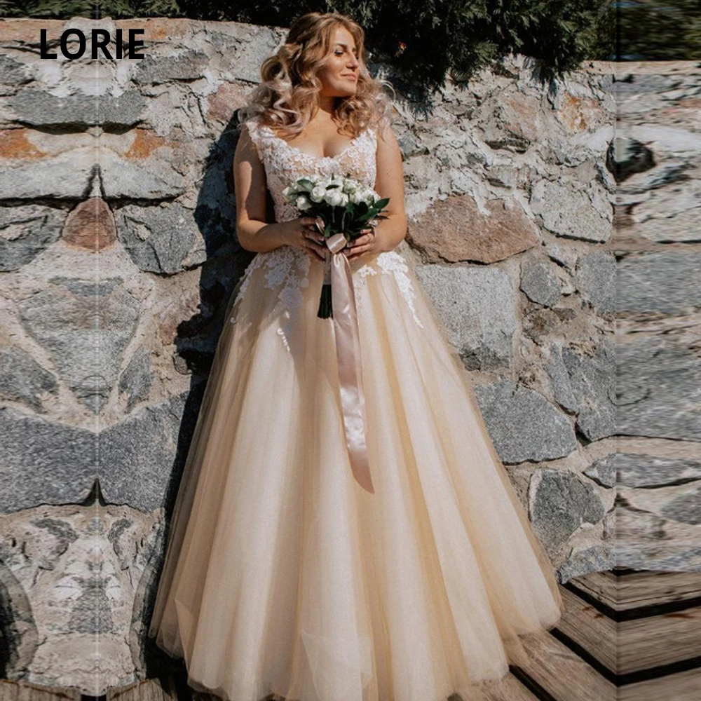 Свадебное платье цвета шампанского LORIE винтажное кружевное свадебное с
