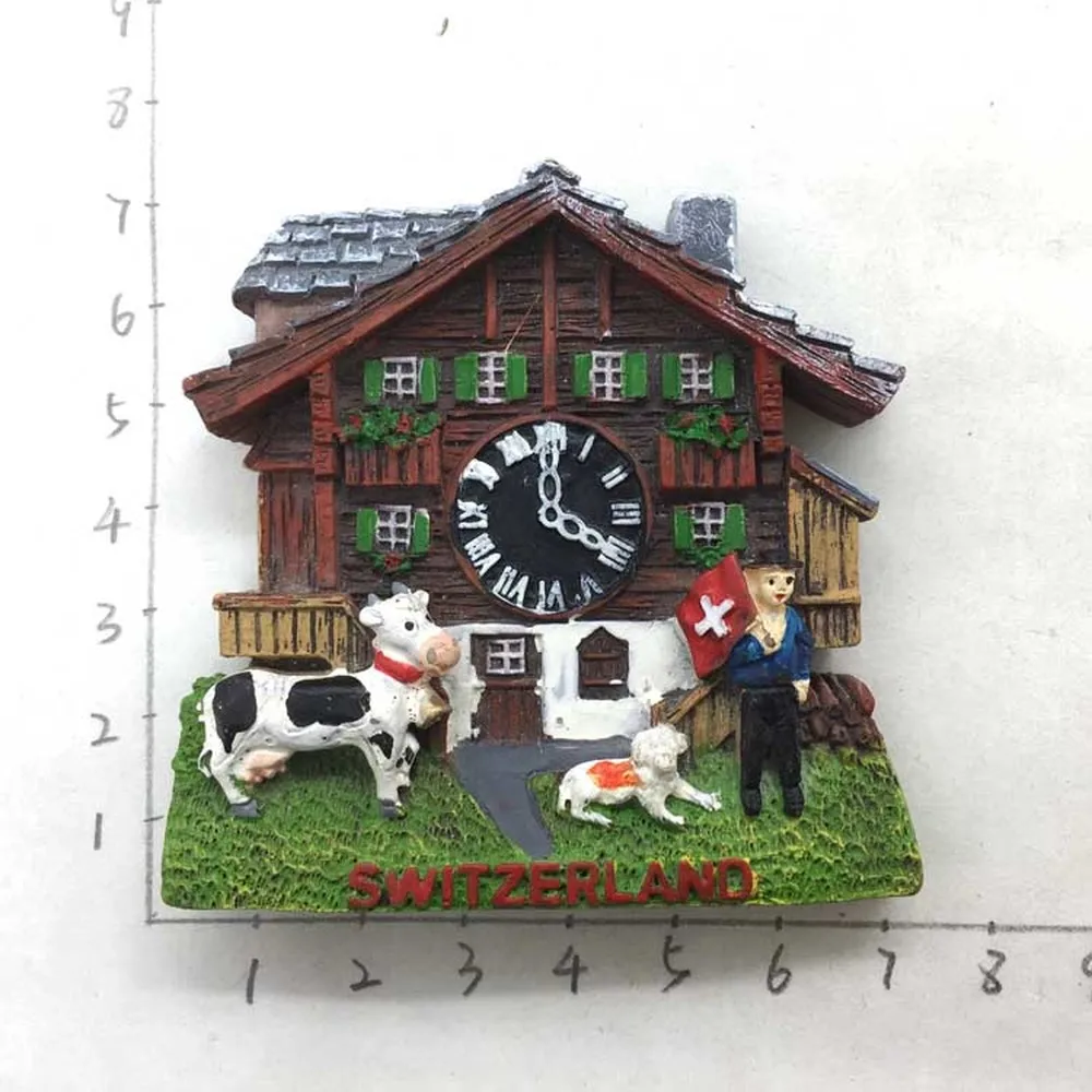 

BABELEMI 1pc High Quality 3D Switzerland Tourist Souvenir Cuckoo Clock Refrigerator Magnets Swiss Fridge Magnet Home Decorations