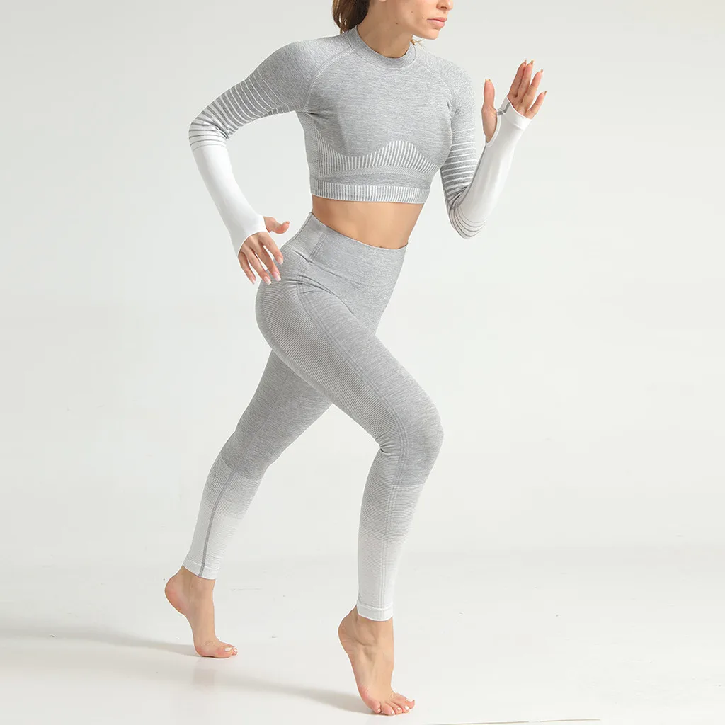 Модный женский бесшовный постепенно меняющий цвета облегающий спортивный