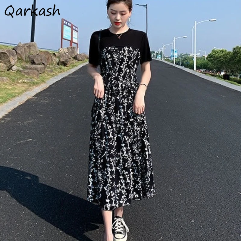 

Платье женское до середины икры, повседневный праздничный сарафан-трапеция из дышащего черного мягкого материала, универсальный модный ст...