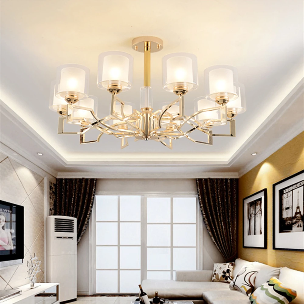 Роскошный светодиодный потолочный светильник золотого цвета для гостиной