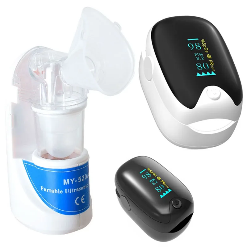

Family Blood Oxygen Monitor Portable Oximeter Automatic Switch-Off Household Oxymeter & Handheld Inhaler Nebulizer Health Care