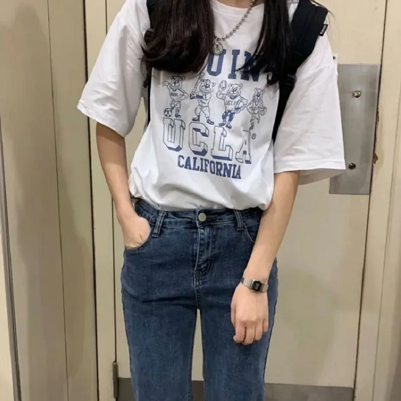 

Women Short Sleeve Neck Harajuku Tees Women Clothes Top tiger print Graphics vintage dropshipping streetwear clothing T Shirt