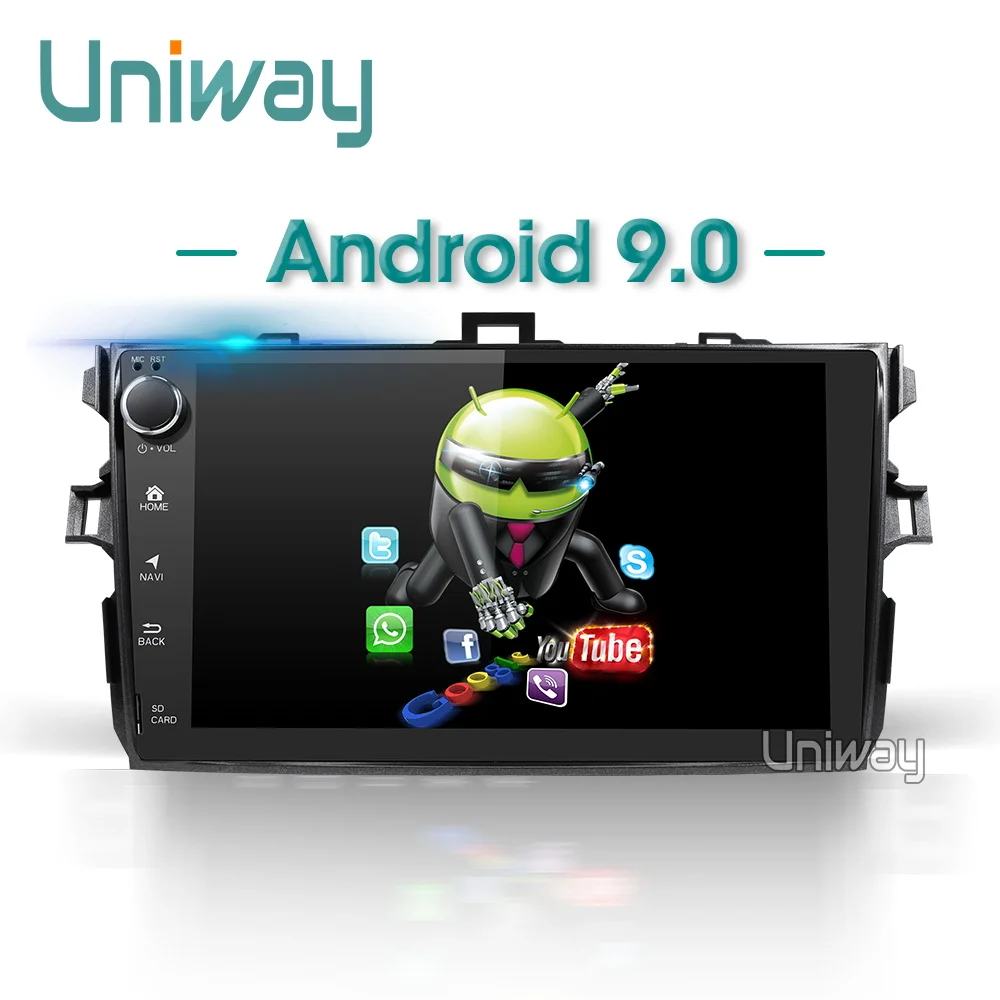 Uniway android 9,0 автомобильный dvd для toyota corolla 2008 2007 2009 2010 2011 2012 автомобильный проигрыватель с радио и GPS головное устройство навигация Мультимедиа