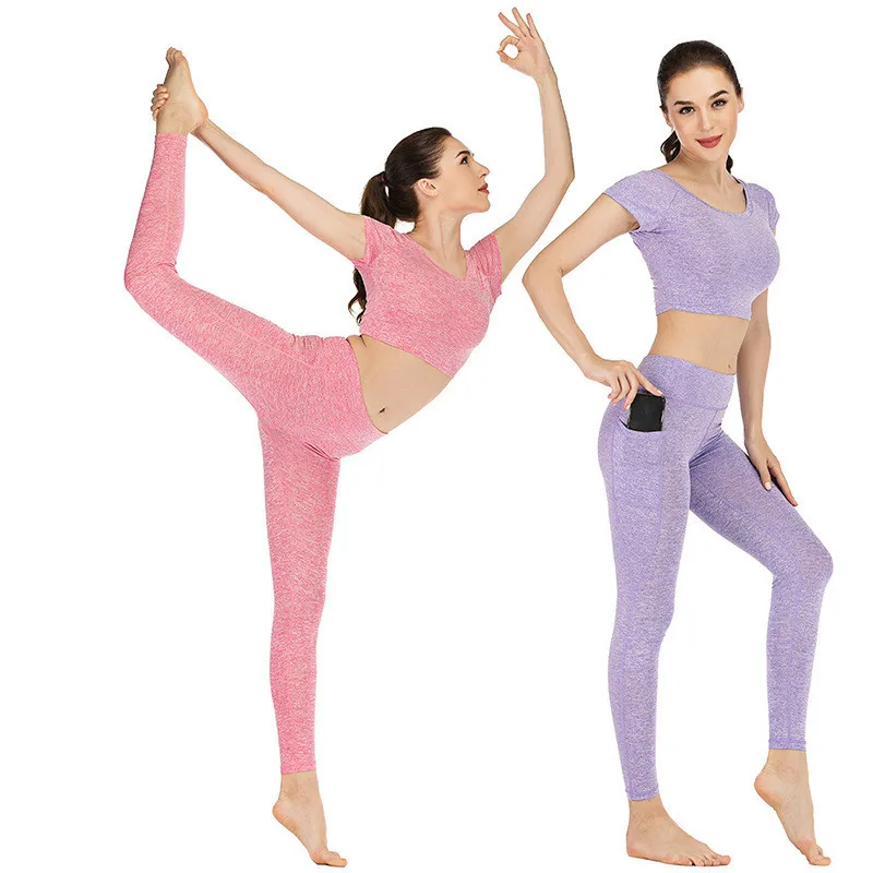 Костюмы для занятия йогой с карманами женские Спортивный костюм 2019 женская