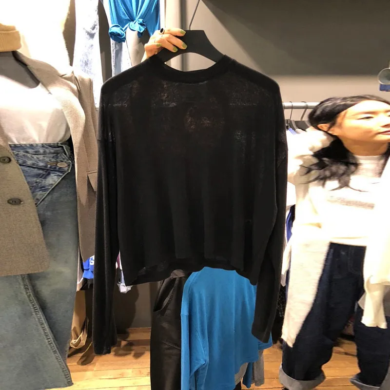 

Autumn Thin WOMEN'S Long-sleeved T-shirt Female New Style Korean-style Casual Versatile Solid Color Base Shirt Tops WOMEN'S Dres