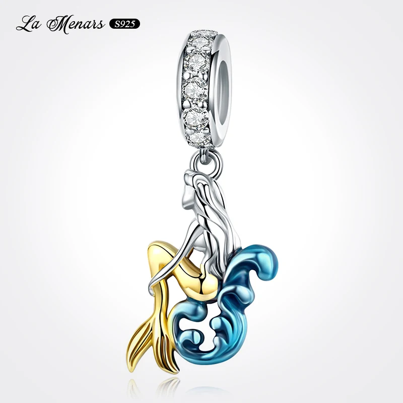 

Wave Mermaid Bead Women Jewelry DIY Making Fit Original Brand Charm Bracelet Genuine Silver Plating Holiday Best Gift
