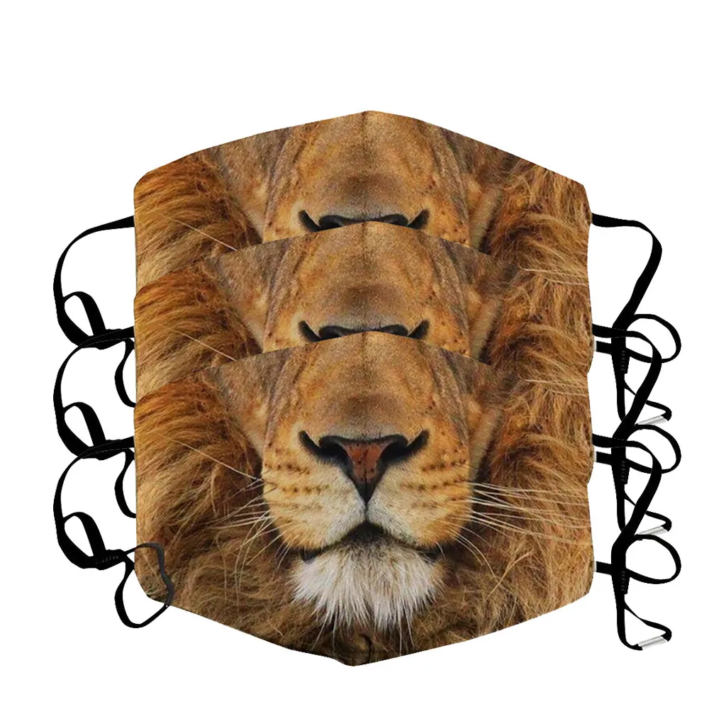 3 шт. многоразовые пылезащитные Чехлы для лица с 3D принтом животных|Маска